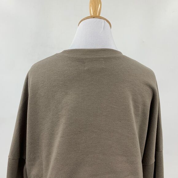 Superdown Top Womens XS Extra Small Taupe Drop Shoulder Cropped Boxy Bungee Hem - Picture 7 of 12